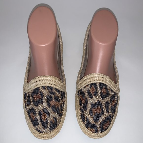 EILEEN FISHER Beige Leopard Print Raffia Borders Flat Shoes or Slippers 5.5 - Picture 2 of 7